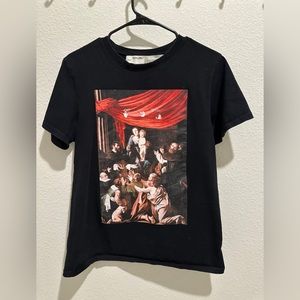 Off-White Caravaggio Painting Short-Sleeve over Black Tee - Mens - Size S
